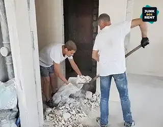 Preparing debris for removal.