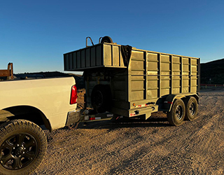 Trailer attached to a truck.