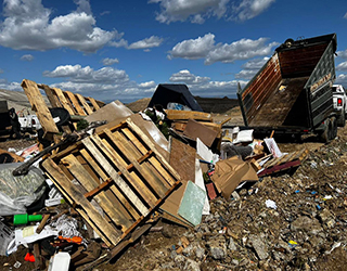 Piles of dumped materials.