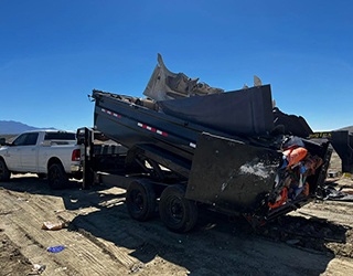 Trailer with debris unloading.