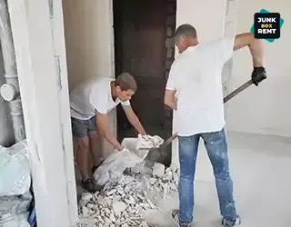 Preparing debris for removal.